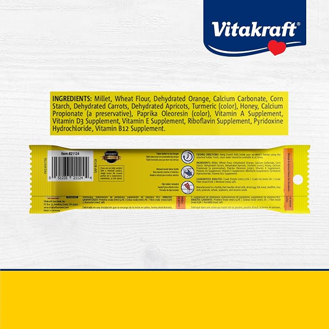 Vitakraft Parakeet Whole Grains & Orange & Apricot Treat Sticks, 1.6 Ounce - Image 7