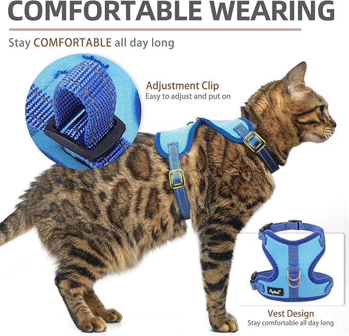 PUPTECK Cat Harness and Leash Set Escape Proof, Reflective Adjustable Soft Mesh - Image 4
