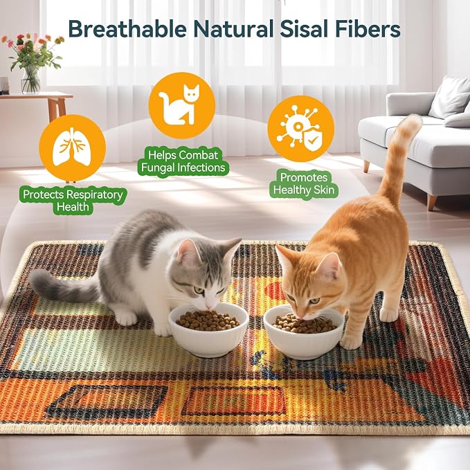 3-in-1 Sisal Cat Scratcher Mat 23.6x15.7 – Durable Scratch Rug - Image 5