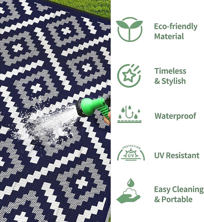 GENIMO Outdoor Rug for Patio Clearance, Reversible Plastic Straw Rugs for RV - Image 5