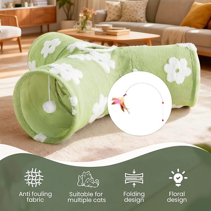 Tempcore Flannel Pet Cat Tunnel Tube Cat Toys 3 Way Collapsible, Cat Tunnels - Image 7