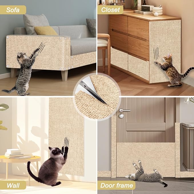Cat Scratch Mat, 118.5"x15.9" Trimmable Self-Adhesive Cats Scratch Carpet - Image 8