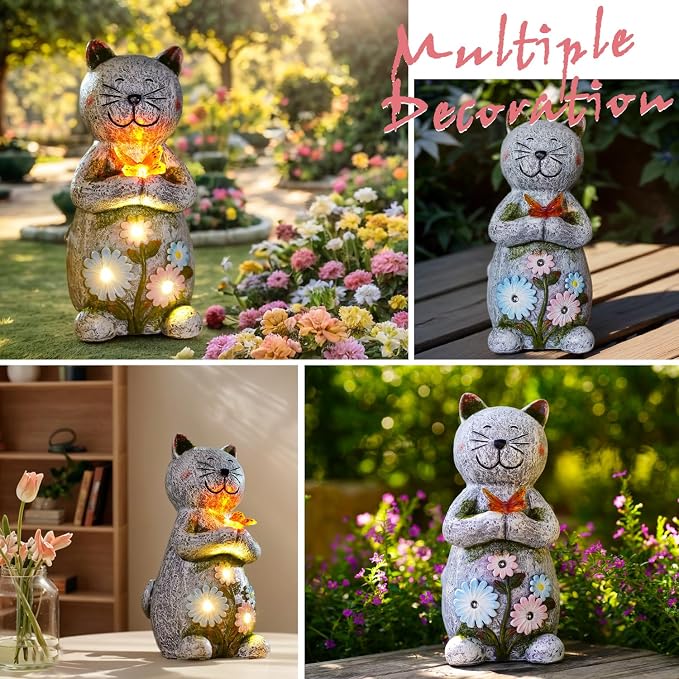 Solar Garden Statue Cat Figurine – Outdoor Decoration - Image 5