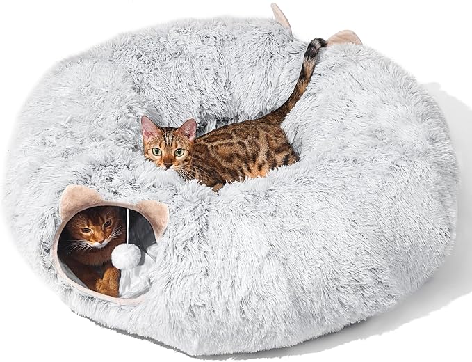 Cat Tunnel with Cat Bed for Indoor Cats, Under Christmas Tree Soft Plush by ZVBEK