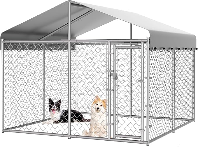 HITTITE Extra Large Outdoor Dog Kennel, Galvanized Chain Link Dog Runs - Image 8