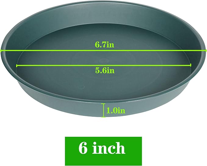 6 Pack Plant Saucer Tray Green, 4 6 8 10 12 13 15 17 19 inch Pot Saucers - Image 2