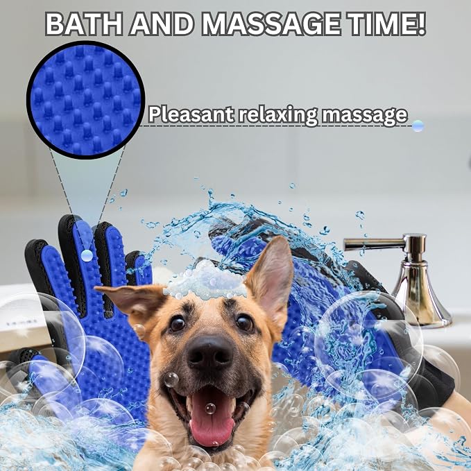 Pet Hair Remover Gloves – Blue, Reusable Grooming Gloves - Image 4