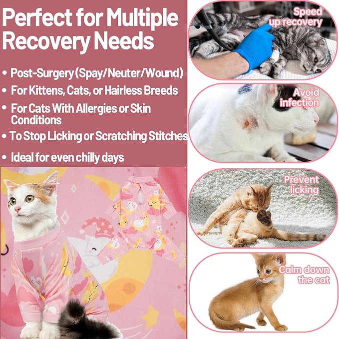 QBLEEV Cat Onesie for Cats After Surgery, Sticky Hair Cat Pajamas for Cats Only - Image 5