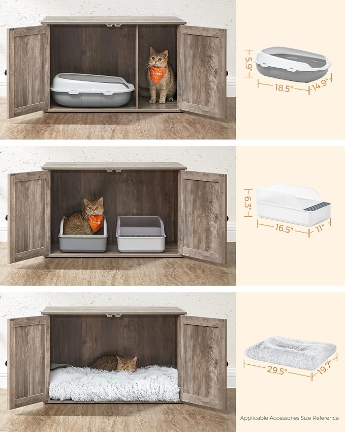 Feandrea Cat Litter Box Enclosure, Litter Box Furniture Hidden - Image 7
