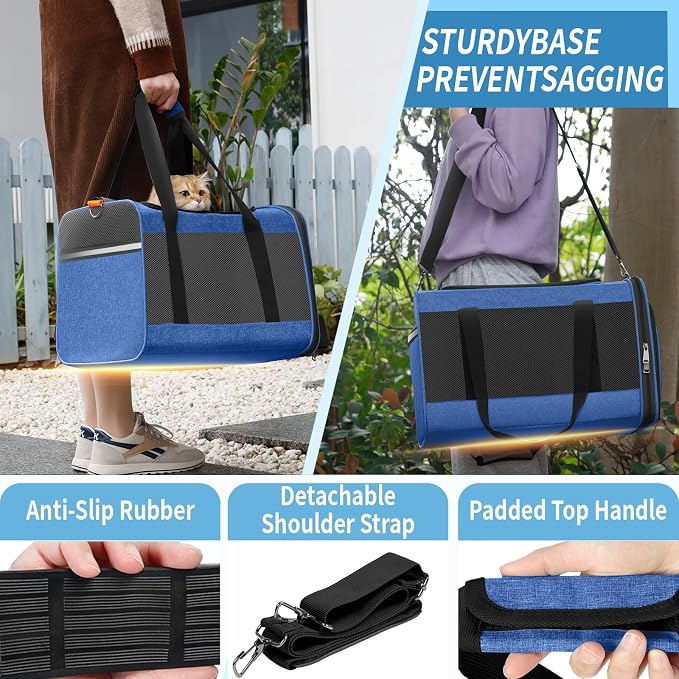 Pet Carrier Large Cats 20 lbs Top Load/Soft Sided Small Dog Travel - Image 4
