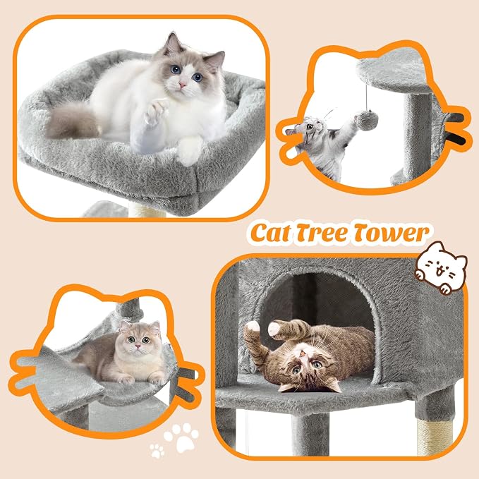 Sweetcrispy 44 inch Cat Tree Tower, Small Cat Climbing Tower - Image 6