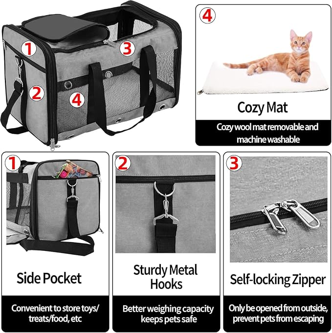Soft Sided Cat/Dog Carrier，Collapsible Mesh Pets Travel Carriers - Image 4