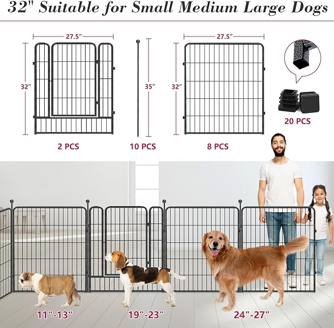 Dog Playpen 32 inch 10 Panels Indoor Dog Pen - Image 3