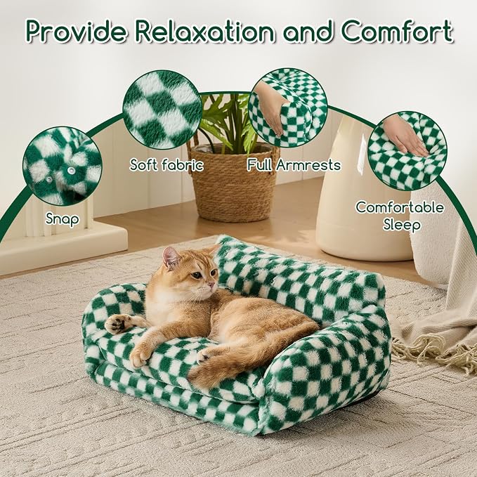Hollypet Cat Bed Fluffy Plush Mutifuctional Double-Layer Soft Pet Couch - Image 6
