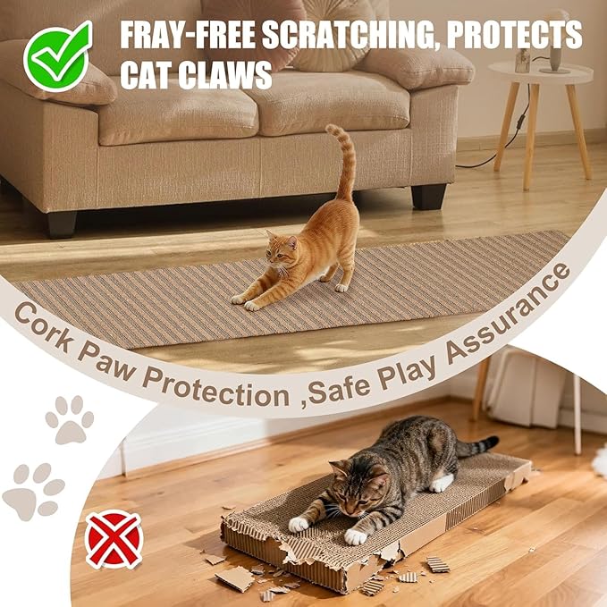 Cat Scratcher Mat-Cork Cat Scratch Pad Rug-cat Couch Protector-Wall Scratchers - Image 4