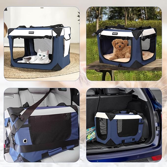 Collapsible Dog Travel Crate, Portable Soft-Sided Pet Carrier Extra Large Cat - Image 4