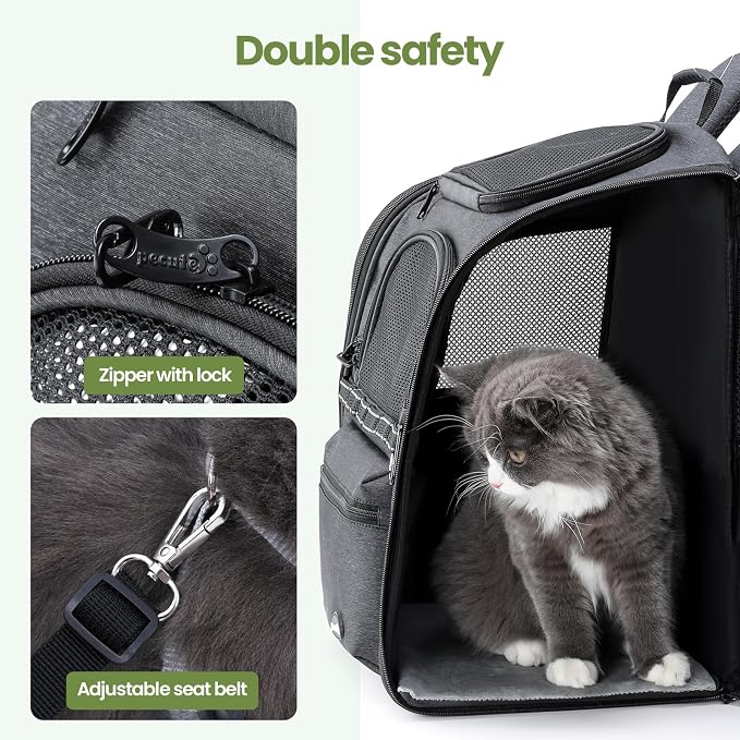 Pecute Cat Backpack Carrier, 30% Energy Saving Breathable Pet Backpack - Image 3