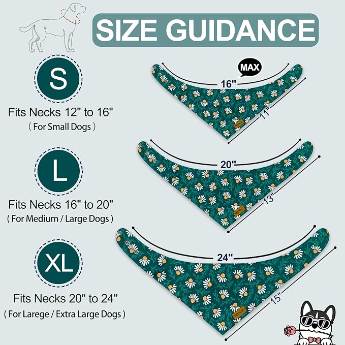 Spring Dog Bandanas with Snap Button, 2 Pack Floral Dog Scarf - Image 2