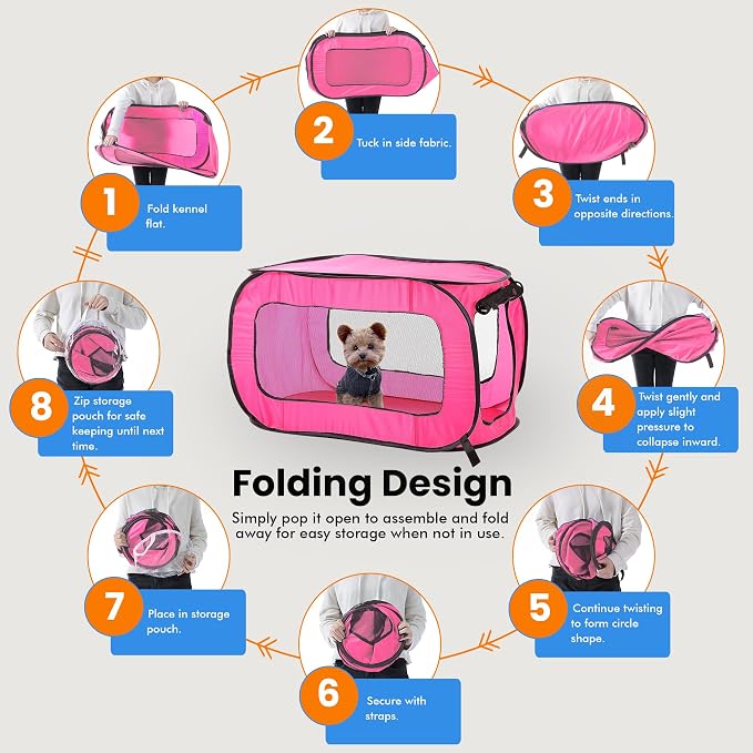 Beatrice Home Fashions Portable, Collapsible, Pop Up Kennel Travel Cat and Dog - Image 5