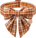 Fall Plaid Dog Collar and Bow Tie Set – Brown Orange Checkered Adjustable Collar by UPURARAPUP