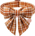 Fall Plaid Dog Collar and Bow Tie Set – Brown Orange Checkered Adjustable Collar by UPURARAPUP