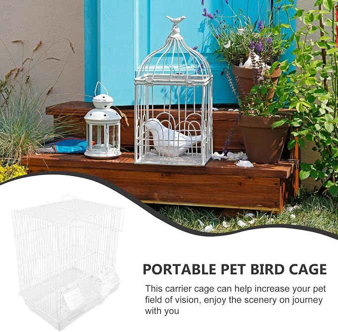 DECHOUS Metal Bird Cage Portable Parrot Carrying Cage Handheld Wire Bird Travel - Image 8