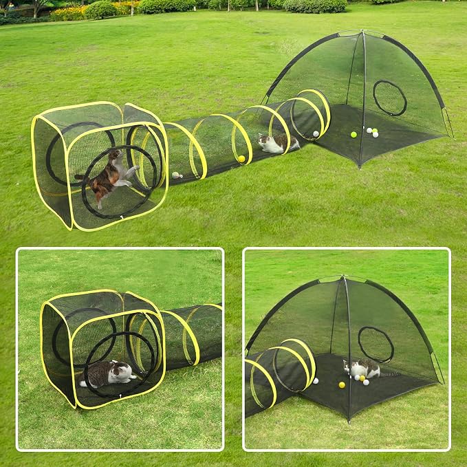 Outdoor Cat Enclosures for Indoor, Portable Mesh Tent, Outdoor pet Tunnel - Image 5