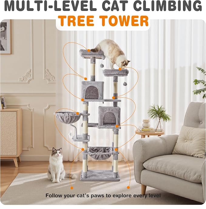 Sweetcrispy 71 inch Cat Tree Tower, Large Multi Level Cat Climbing Tower - Image 4