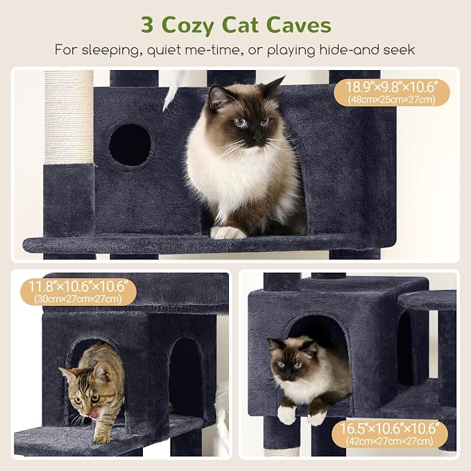 Globlazer Corner Cat Tree 66 inch Multi-Level Climbing Tower Kitty Condos Cat - Image 4