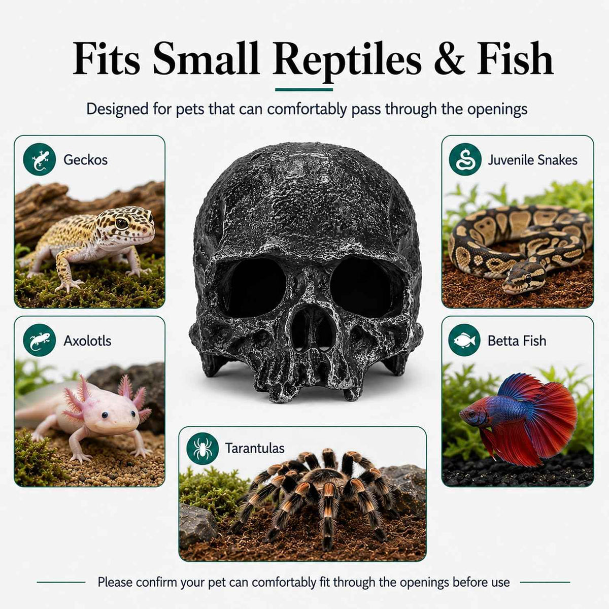 Black Resin Skull Terrarium Hideout