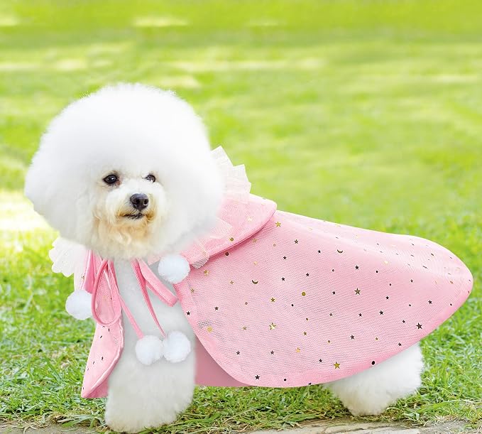 KOUPA Pet Wedding Costume for Cat Small Dogs, Sparkly Cat Clothes Tulle Cloak - Image 7