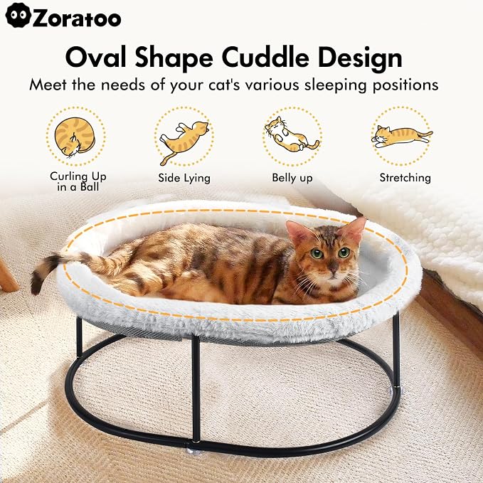 Elevated Cat Hammock Bed for Indoor Cats, Fluffy Warm Cuddle Cats Bed - Image 3