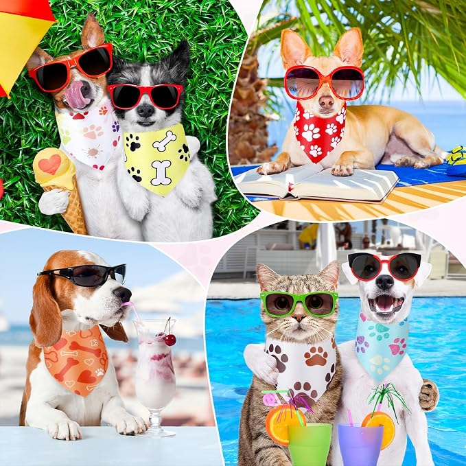 Abbylike 50 Pcs Paw Print Dog Bandanas Bulk Cute Footprint Bandanas - Image 6
