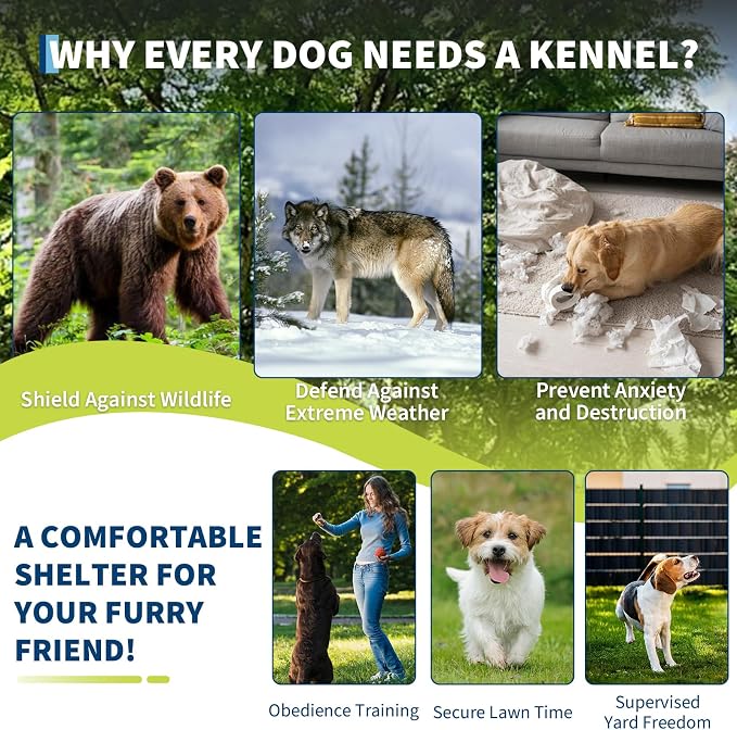 Large Dog Kennel Outdoor with Roof Heavy Duty Dog Enclosure Outside Pet Fence - Image 7