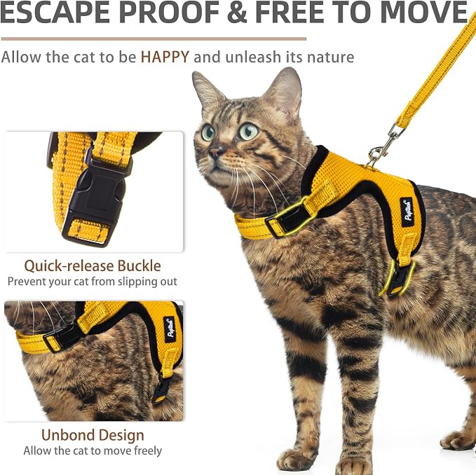 PUPTECK Cat Harness and Leash Set Escape Proof, Reflective Adjustable Soft Mesh - Image 3