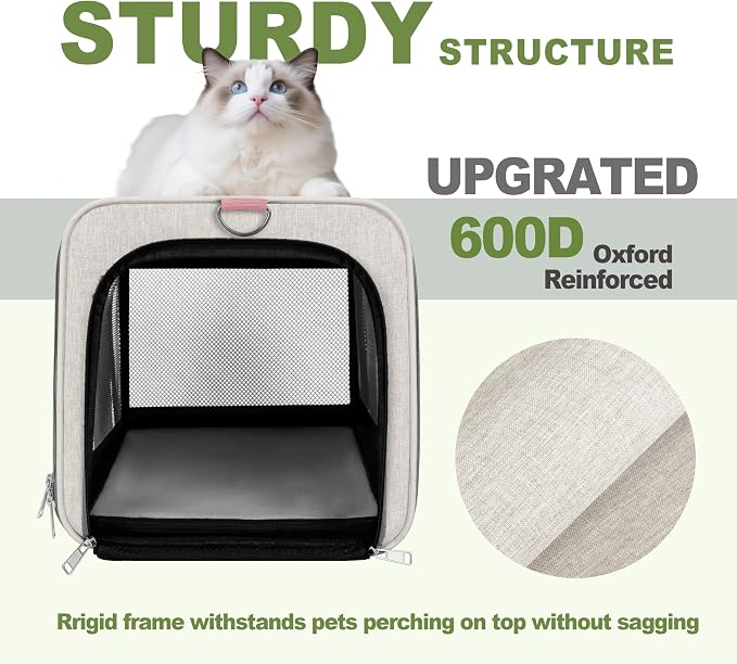 Cat Carrier American Airline Approved 18x11x11, Top Opening Sturdy Soft Pet - Image 8