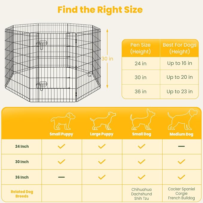 Yaheetech 34" High 8 Panel Foldable Metal Dog Exercise Pen Pet Playpen Dog - Image 6