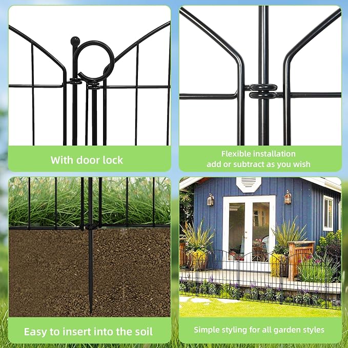 Decorative Garden Fence 24in x10ft, 5 Pack No Dig Fence Animal Barrier - Image 7