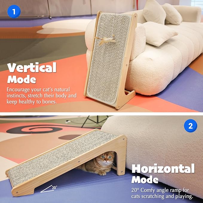 PETKARAY Cat Scratcher, Sisal Cat Scratching Ramp, L Shape Scratch Board - Image 3