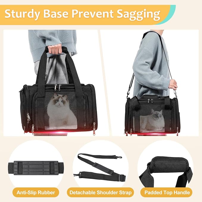 Discala Cat Dog Carrier Up to 15 Lbs TSA Airline Approved Pet Carrier - Image 5