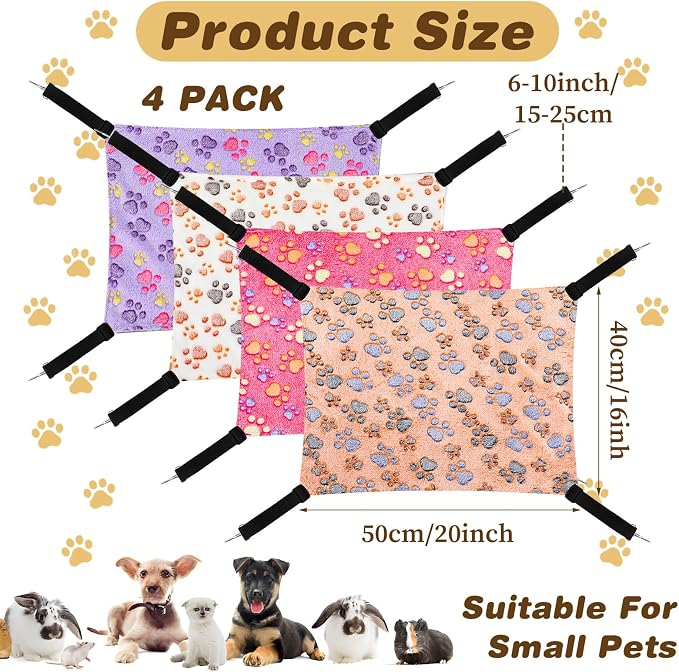 4 Pcs Cat Hammock for Cage Hanging Soft Pet Hammock Bed - Image 3