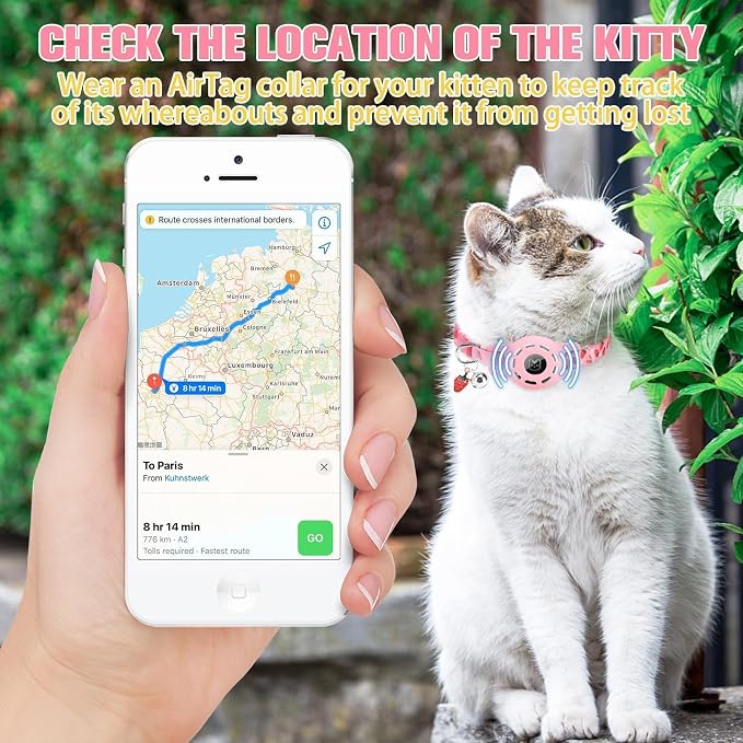 BINGPET AirTag Cat Collar with Bells, Upgraded Safety Elastic Cat Collar with - Image 4