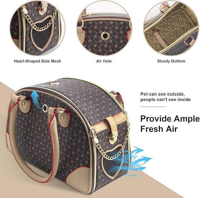 Fashion Dog Carrier PU Leather Dog Handbag Dog Purse Cat Tote Bag Pet Cat Dog - Image 5