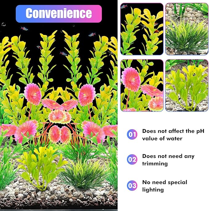 AQUANEAT Artificial Fish Tank Plants, Plastic Aquarium Decorations - Image 3