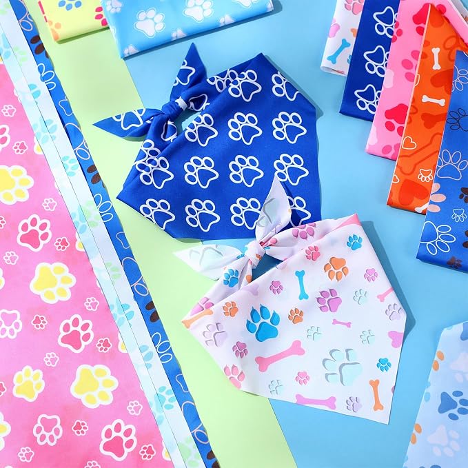 Weewooday 50 Pcs Paw Print Dog Bandanas Bulk - Image 5