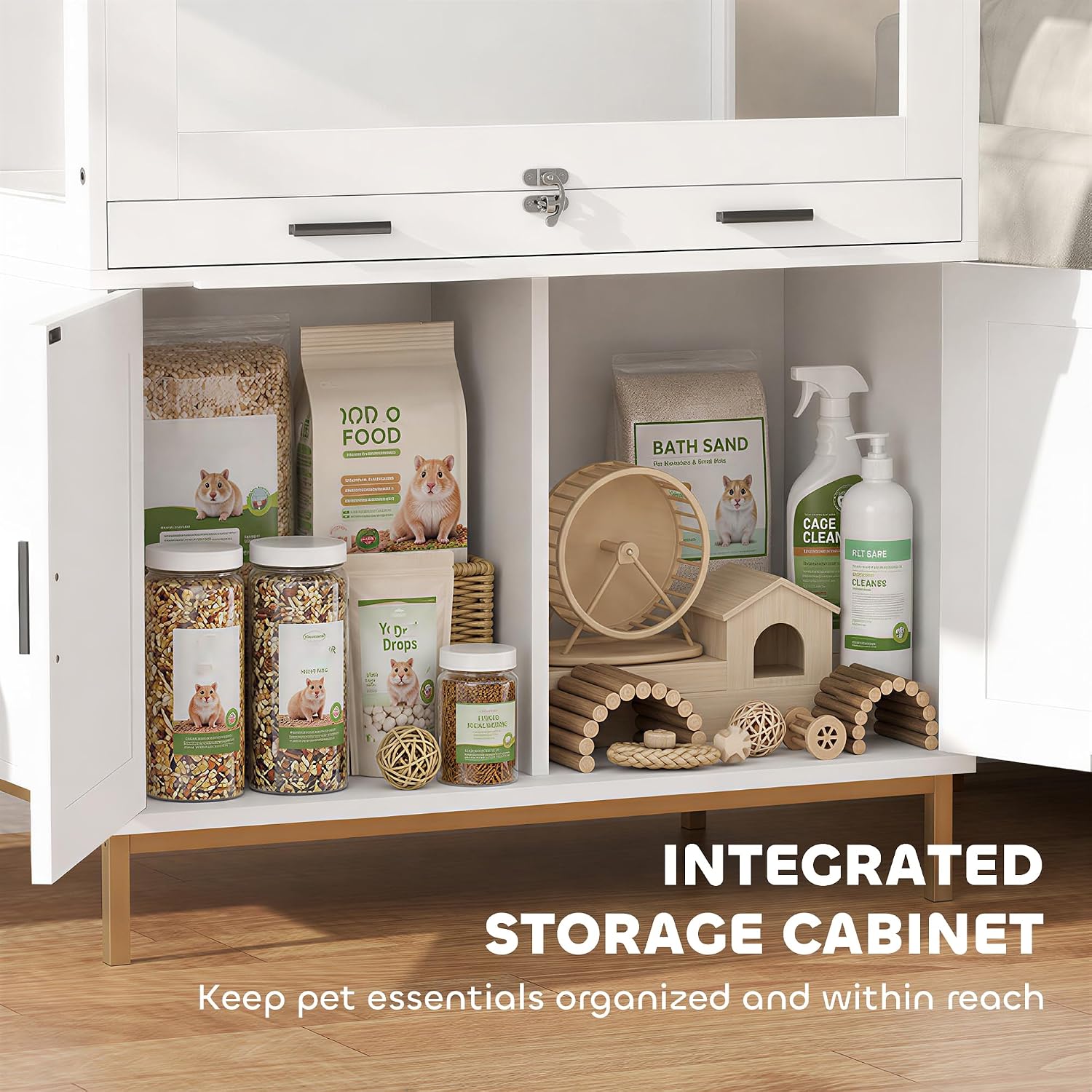 PawHut Hamster Cage with Storage Cabinet, 30in x 19.5in x 36in - GlobalHabitat Supply