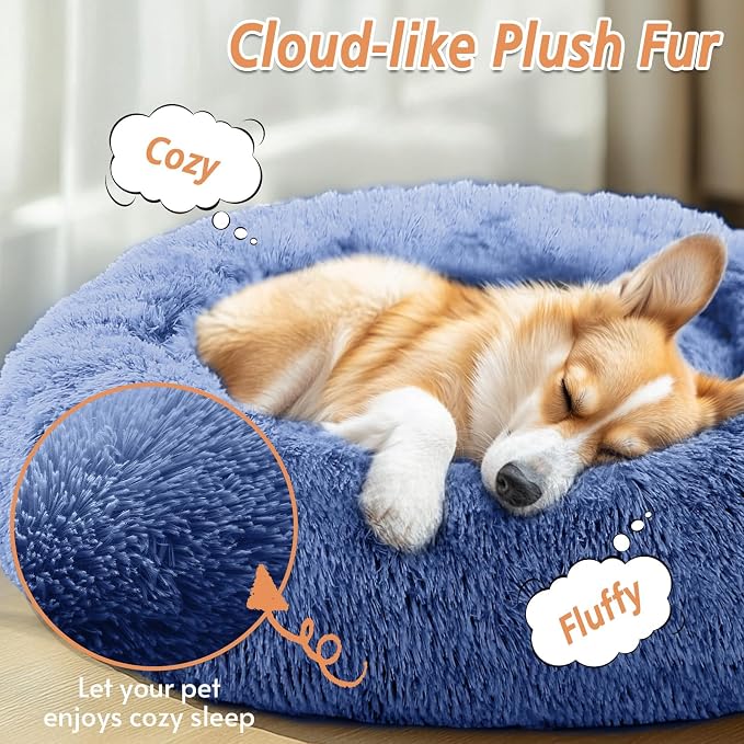 JOLLYVOGUE Calming Dog Bed Large Size Dog, Anti-Anxiety Donut Large Pet Bed - Image 2