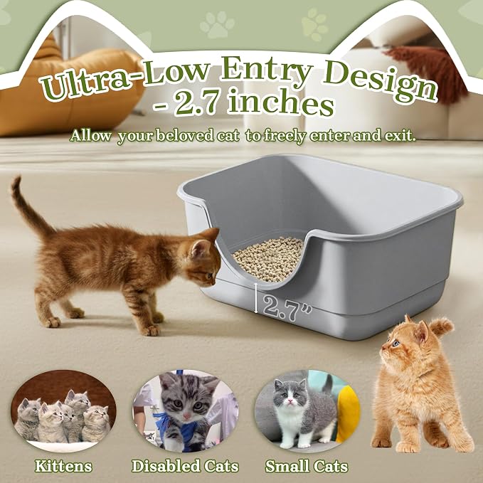 Low Entry Small Litter Box for Kittens, Kitty Plastic Litter Boxes, Open Top - Image 2