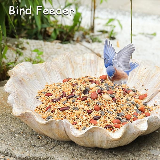 MUMTOP Bird Baths for Outdoors, Antique Outdoor Garden Bird Bath Resin Flower - Image 5