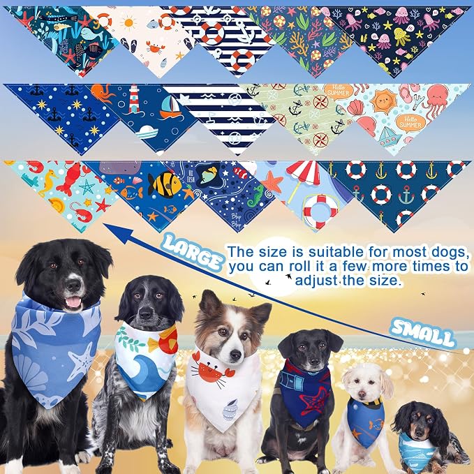 100 Pcs Ocean Dog Bandanas Bulk Pet Bibs Colorful Triangle Pet Ocean Scarf - Image 5